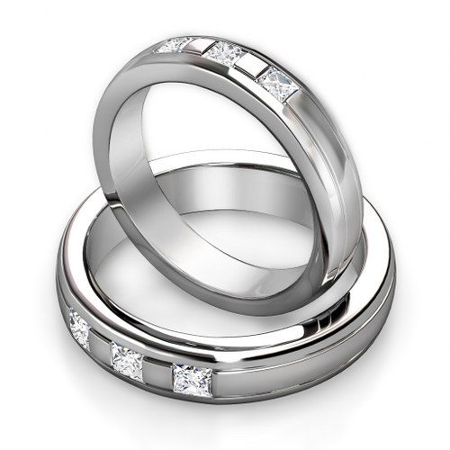 Prime Style Princess Cut Diamonds Wedding Set