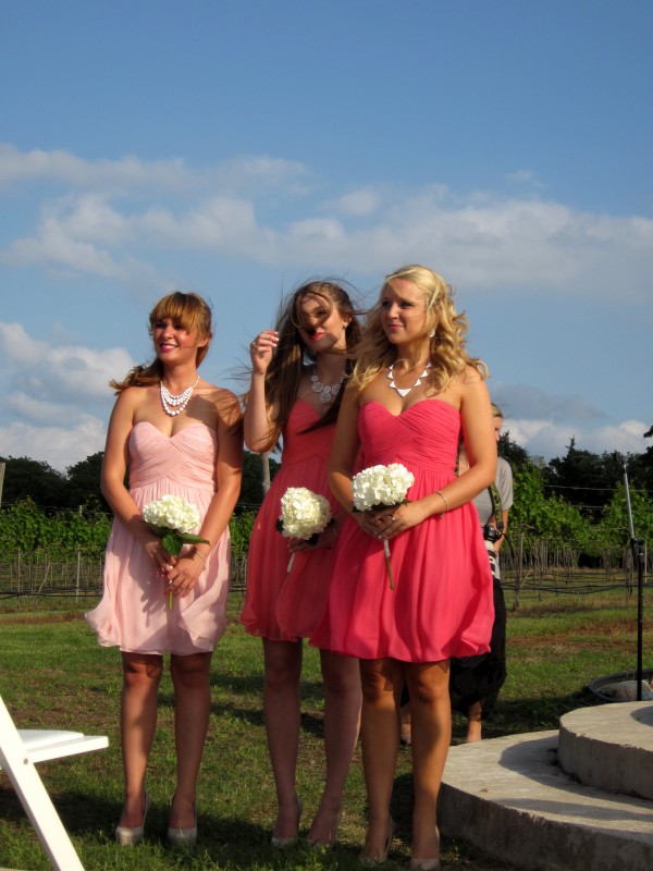 different shades of pink bridesmaids dresses