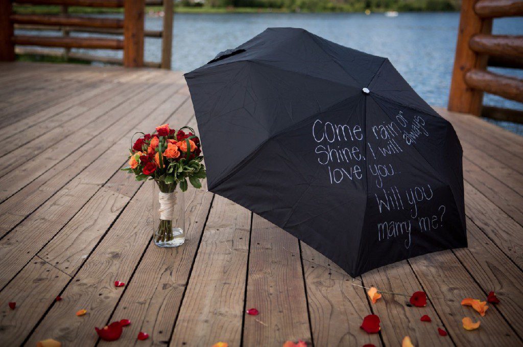 Evergreen Colorado Rain Theme Marriage Proposal by The Yes Girls Events57