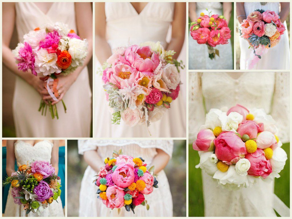 pink peony wedding bouquets