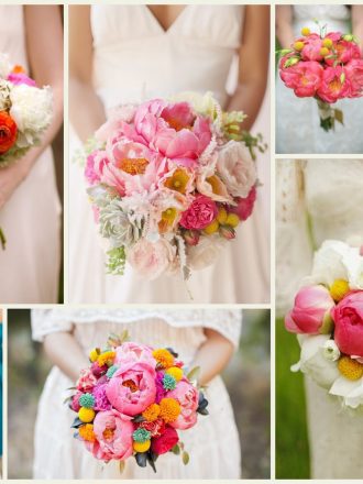 pink peony wedding bouquets