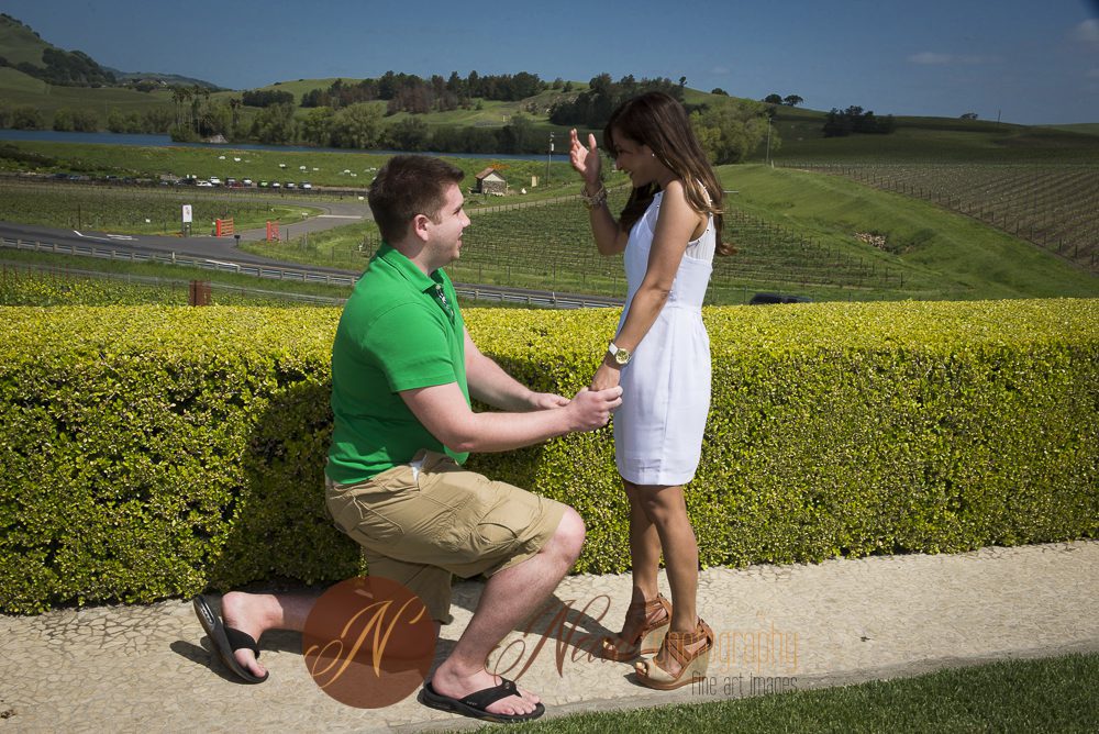 man on one knee with view scenery