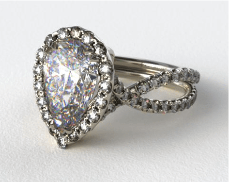 James Allen Pear Halo Ring