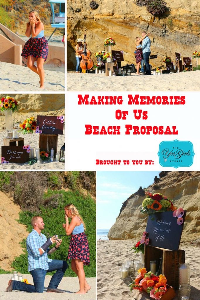 beach with candles flowers wooden signs with words memories private concert