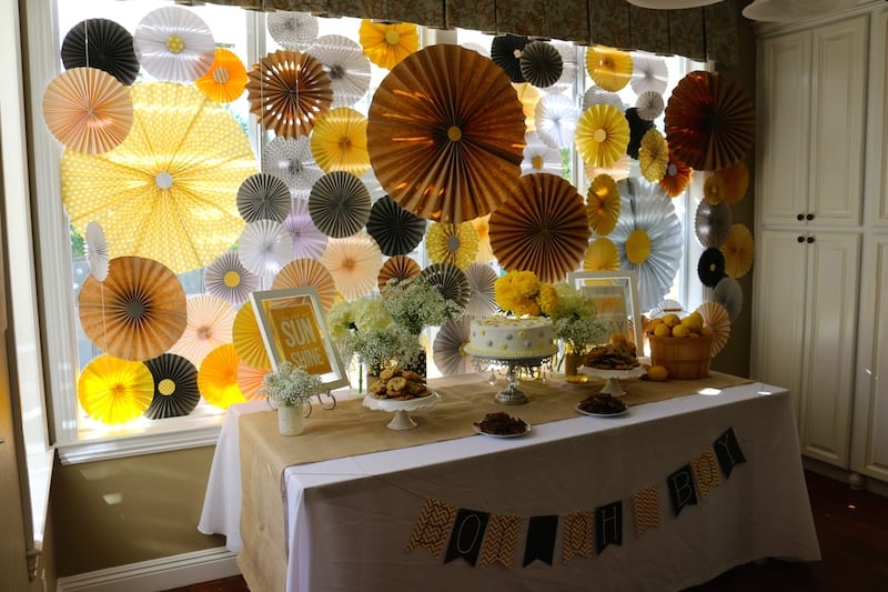 Gray Yellow White baby shower by the yes girls