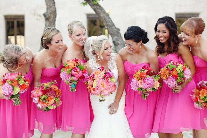 Bright Pink Bridesmaid Dresses