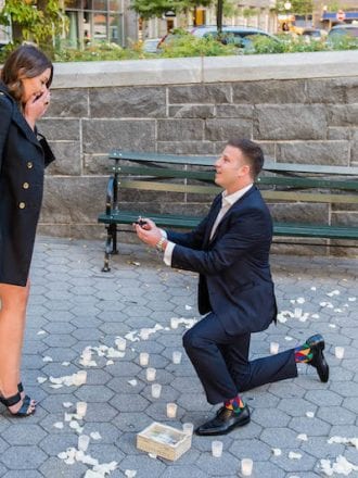 nyc wedding proposal with a skyline view