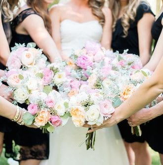 pearls and poppies bridesmaids bouquet