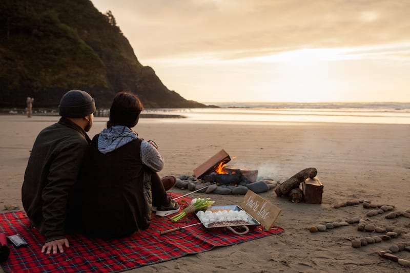 Beach Campfire Picnic S'mores Proposal