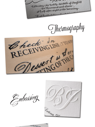 different printing techniques of wedding stationary
