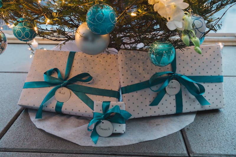 turquoise and white christmas gifts