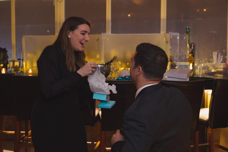 thoughtful marriage proposal on rooftop in nyc