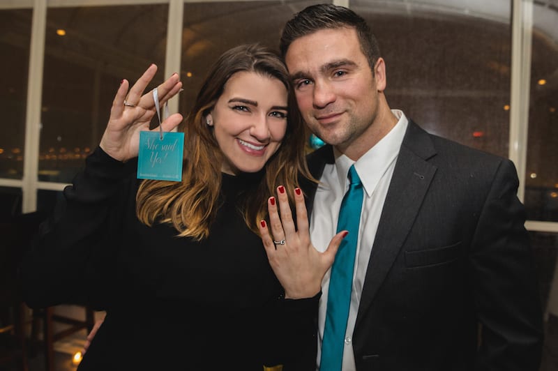 Christmas marriage proposal on rooftop in nyc