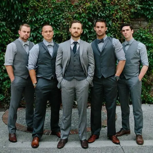 Groomsmen wearing different on sale suits