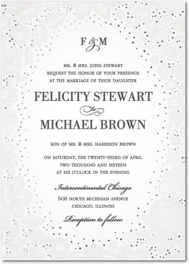 foil lace wedding invitation