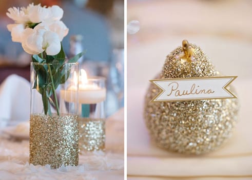 gold sequin glitter wedding decor