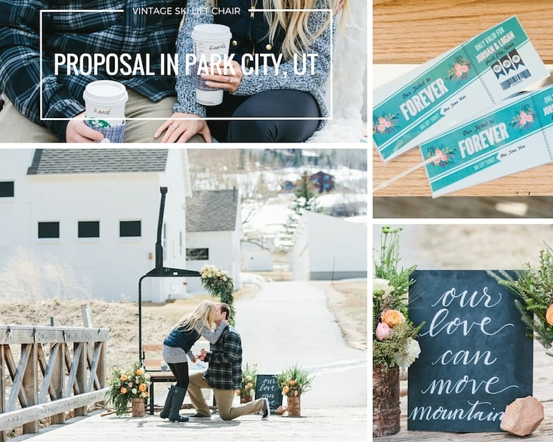 vintage romantic proposal in park city