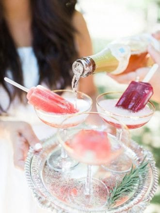 Cold wedding drinks and snacks