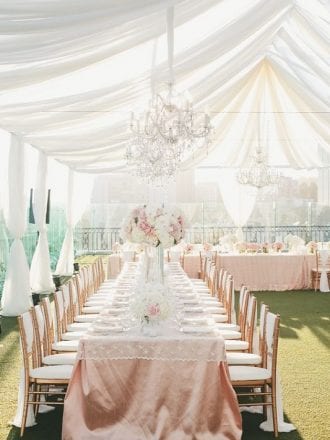 chandelier in wedding reception tent