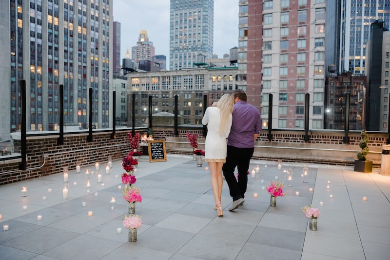 Rooftop Proposal in NYC with view of Empire State Building