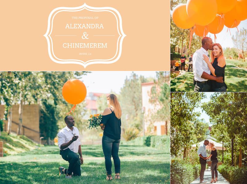 california wedding proposal down on one knee