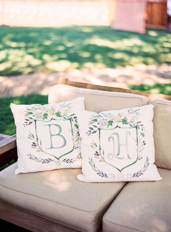 Crest Monogram Pillow Cover, Family Crest Monogram Pillow, Wedding