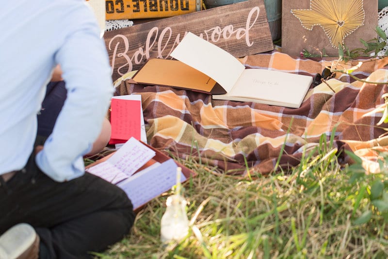 couple reading love notes after proposal