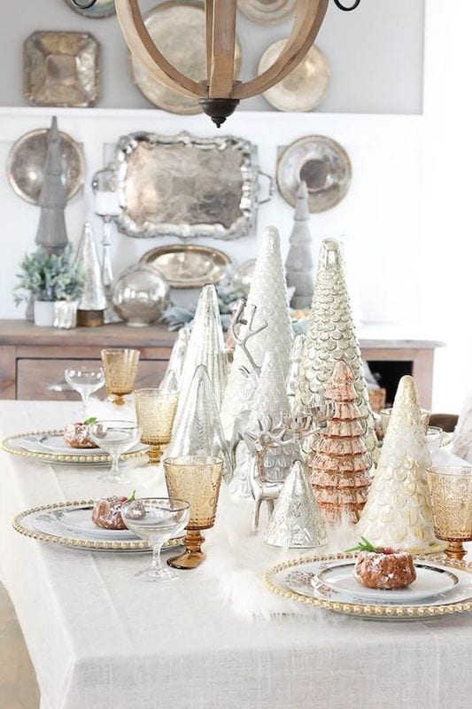 winter Christmas tree tablescape