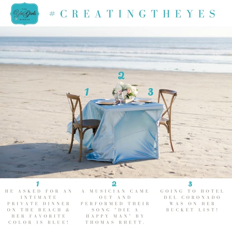 Thoughtful details of a private dinner on the beach proposal