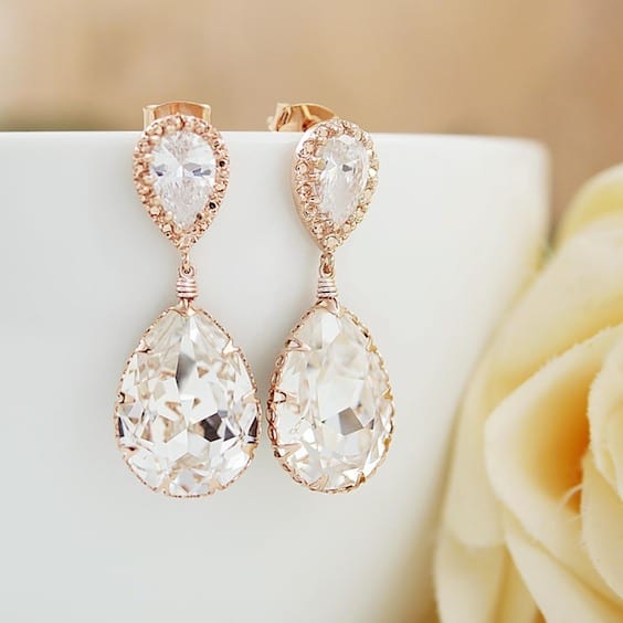 Antique Edwardian Wedding Day Zircon & Diamond Dangle Earrings - Ruby Lane