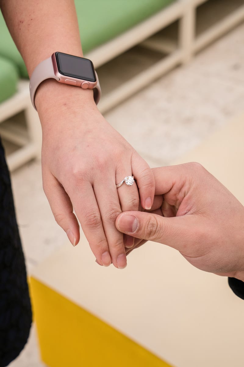 rooftop poolside marriage proposal