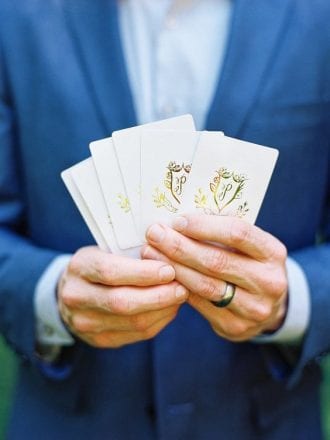 wedding lounge with personalized games and custom cards