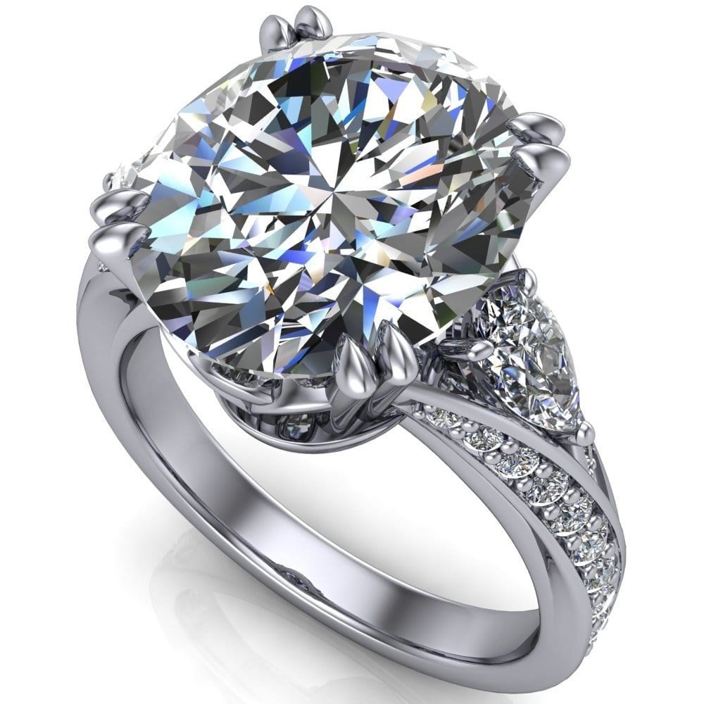 fire and brilliance moissanite shoulder ring