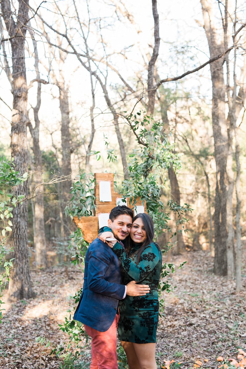 man on one knee in texas woods