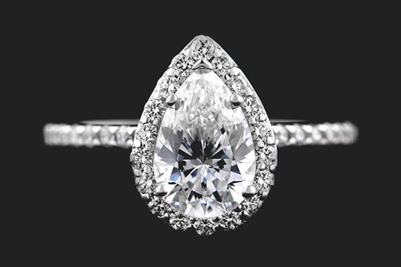 man made "diamond" engagement ring