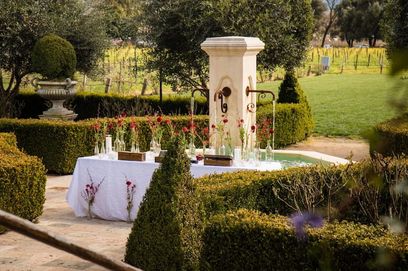 fountain garden area in napa valley