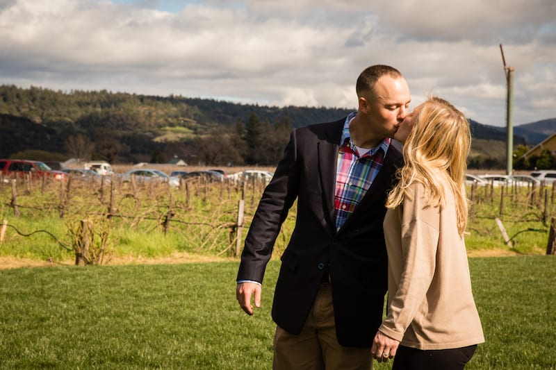 kissing in a vineyard