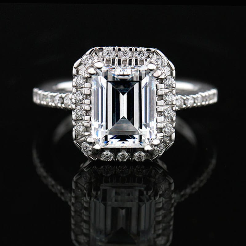 man made "diamond" engagement ring