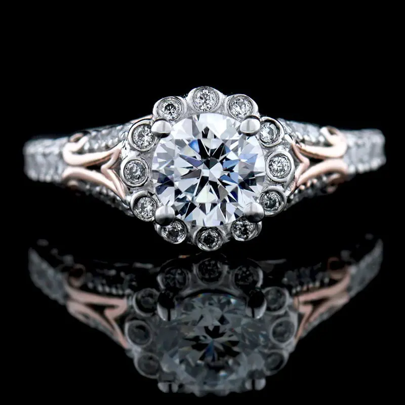 man made "diamond" engagement ring