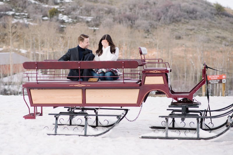 engagement on ski slopes in park city