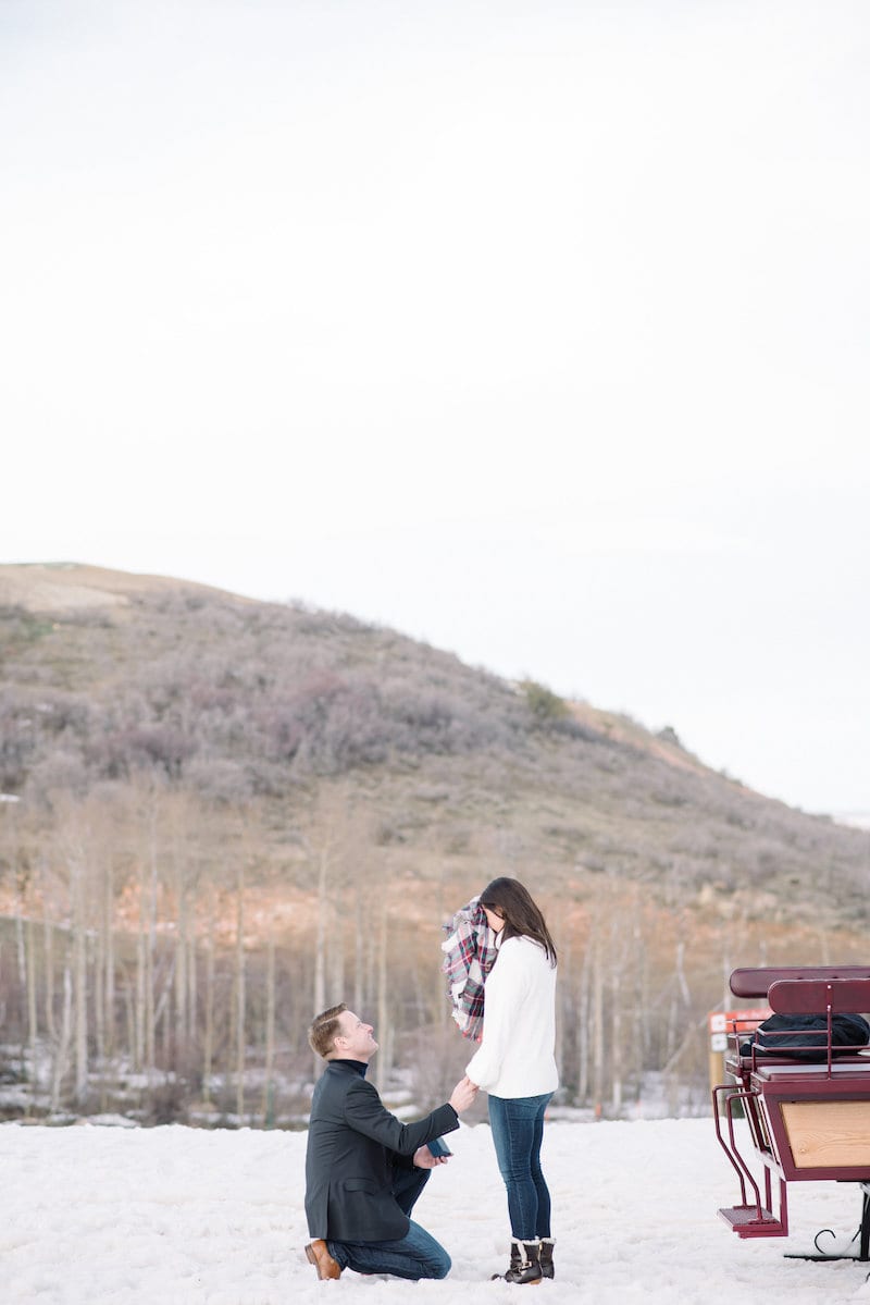park city marriage proposal with carriage ride