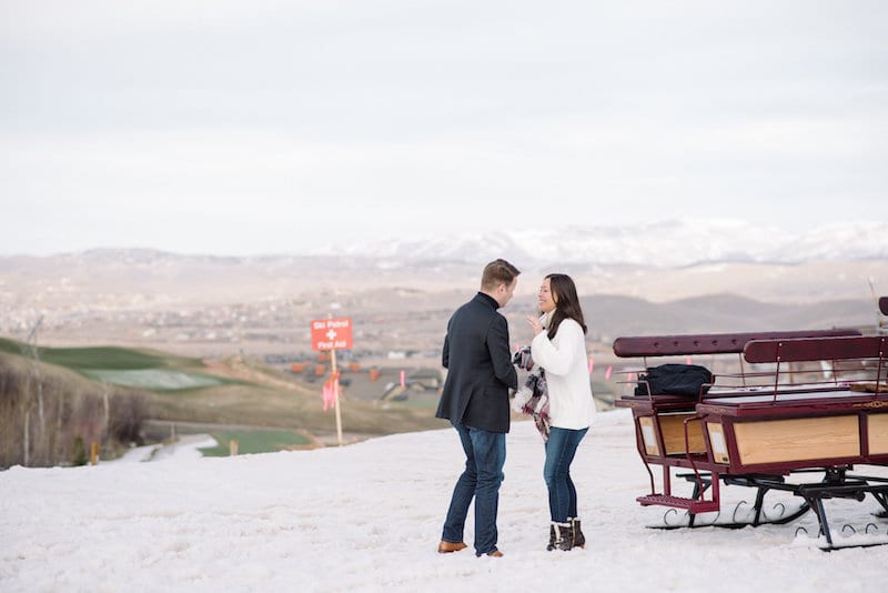 deer valley proposal with horse carriage