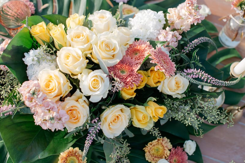 beachy and tropical proposal flowers