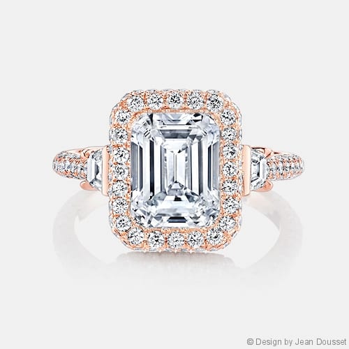 Elle Half Moon Three Stone Lab Diamond Engagement Ring | Jean Dousset