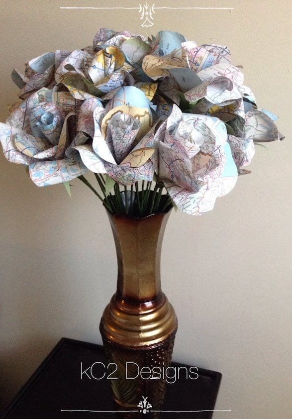 flowers made of paper map