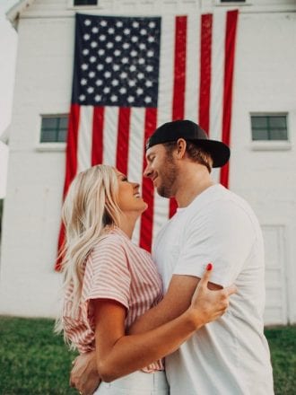 white barn engagement pictures