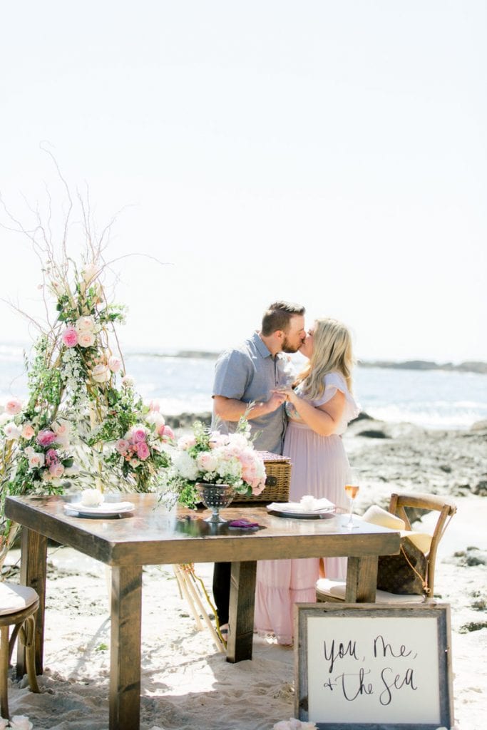 Laguna Beach private beach proposal Floral Tee Pee Proposal