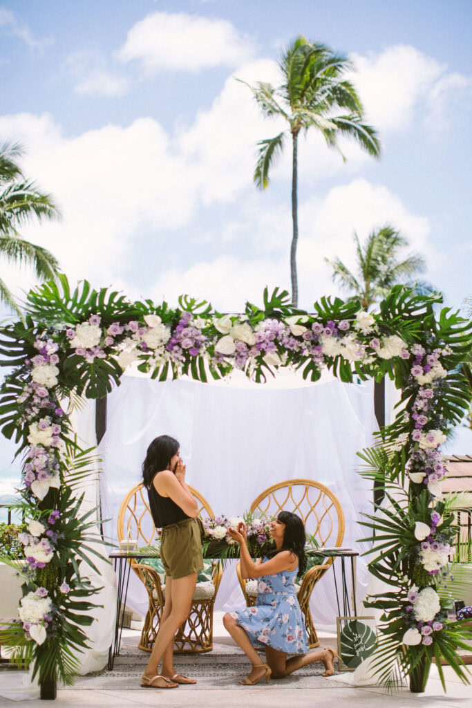 tropical dinner proposal in honolulu