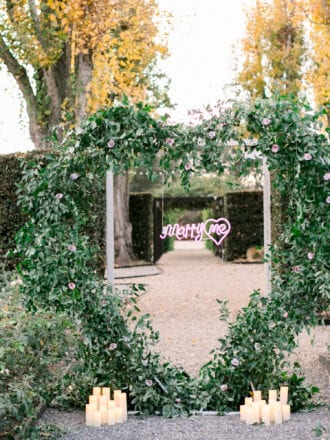 Greenery heart & Neon Marry Me Sign Proposal