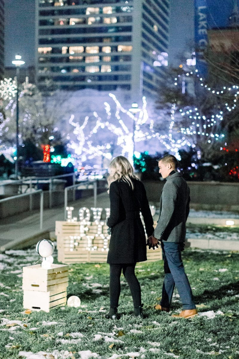 couple walking up to set up